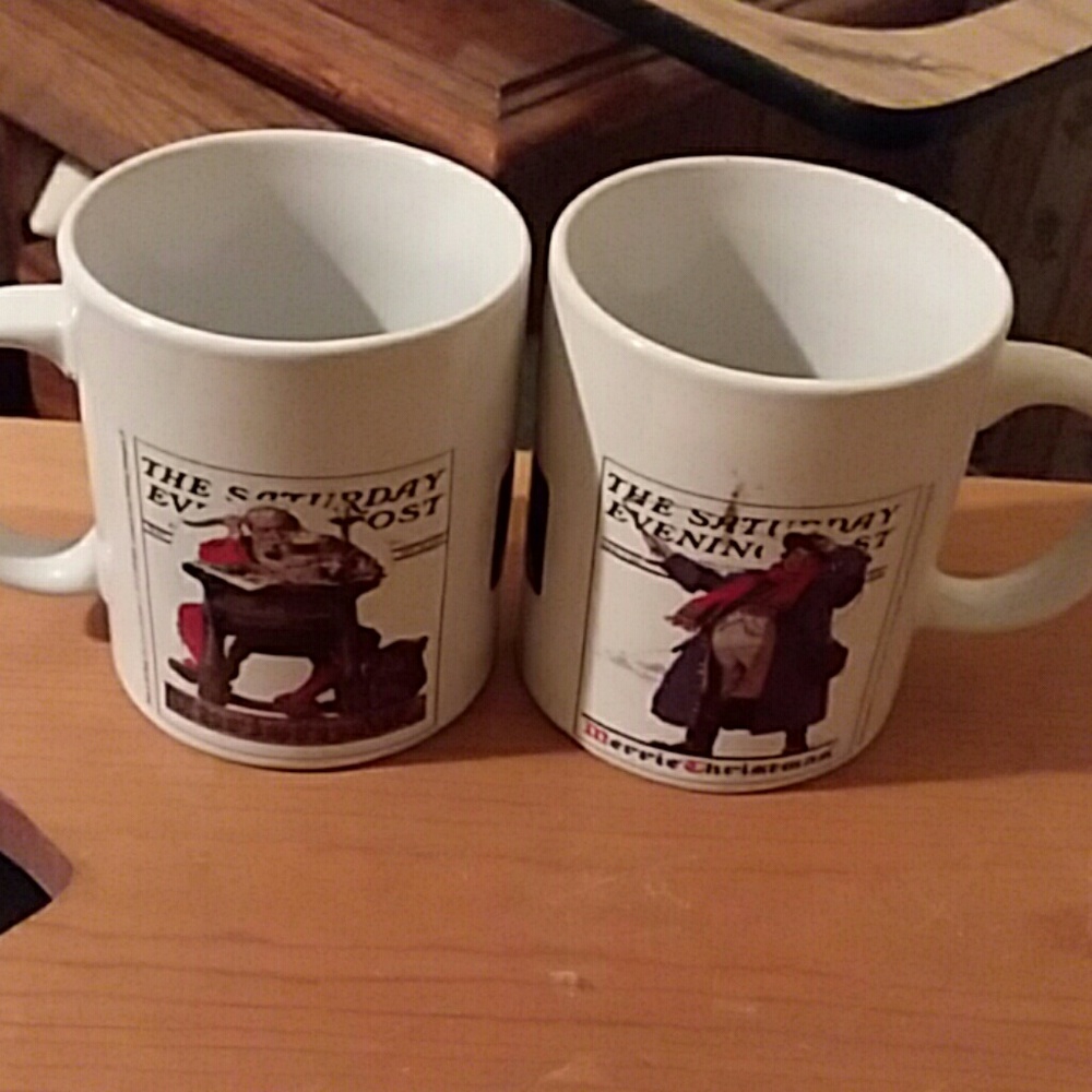 Christmas coffee mugs, the sat evening post